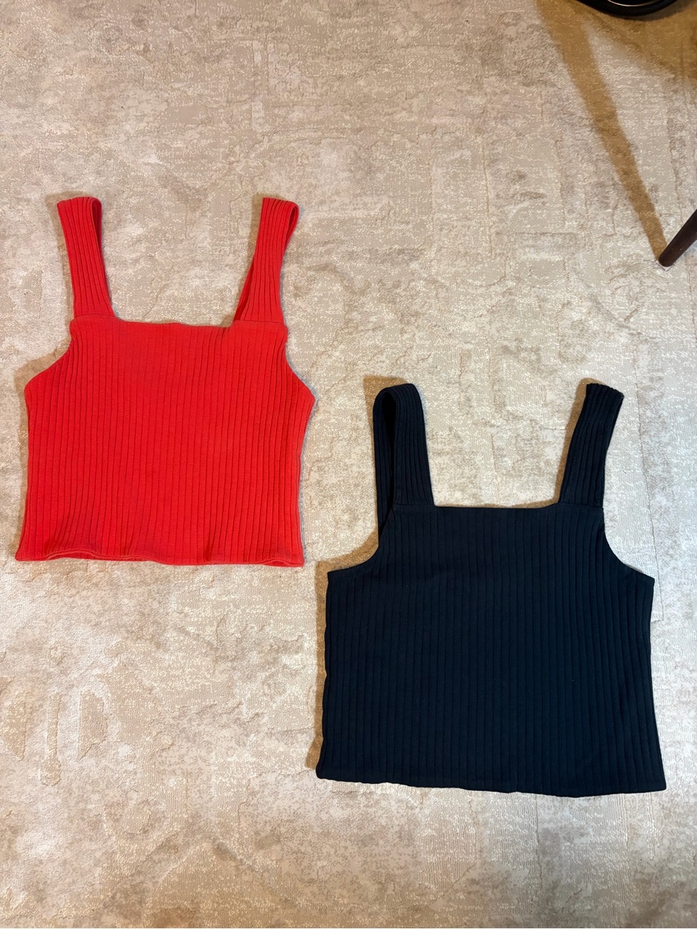 Set of 2- Ribbed Square-Neck Tank Top